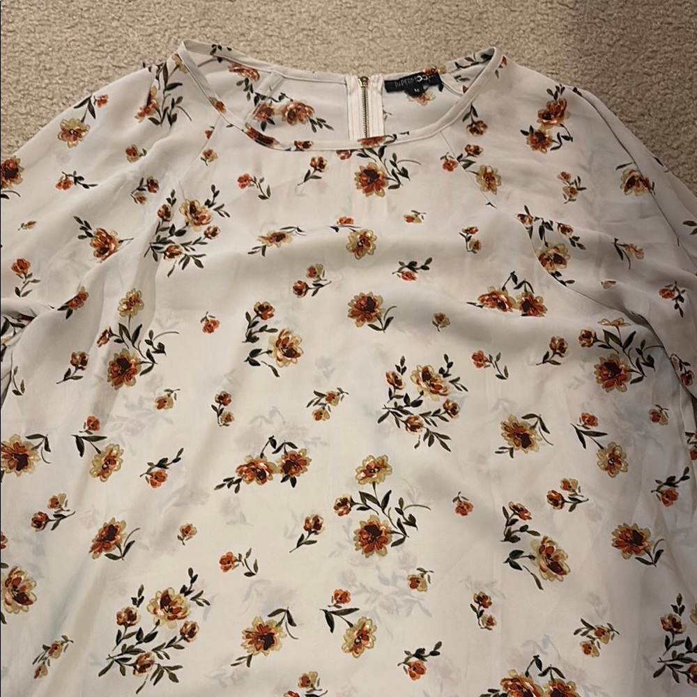 Papermoon Cream and Brown 3/4 Sleeve Blouse